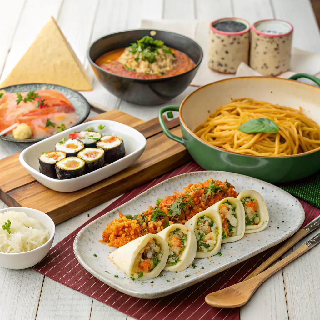 Variety of international dishes